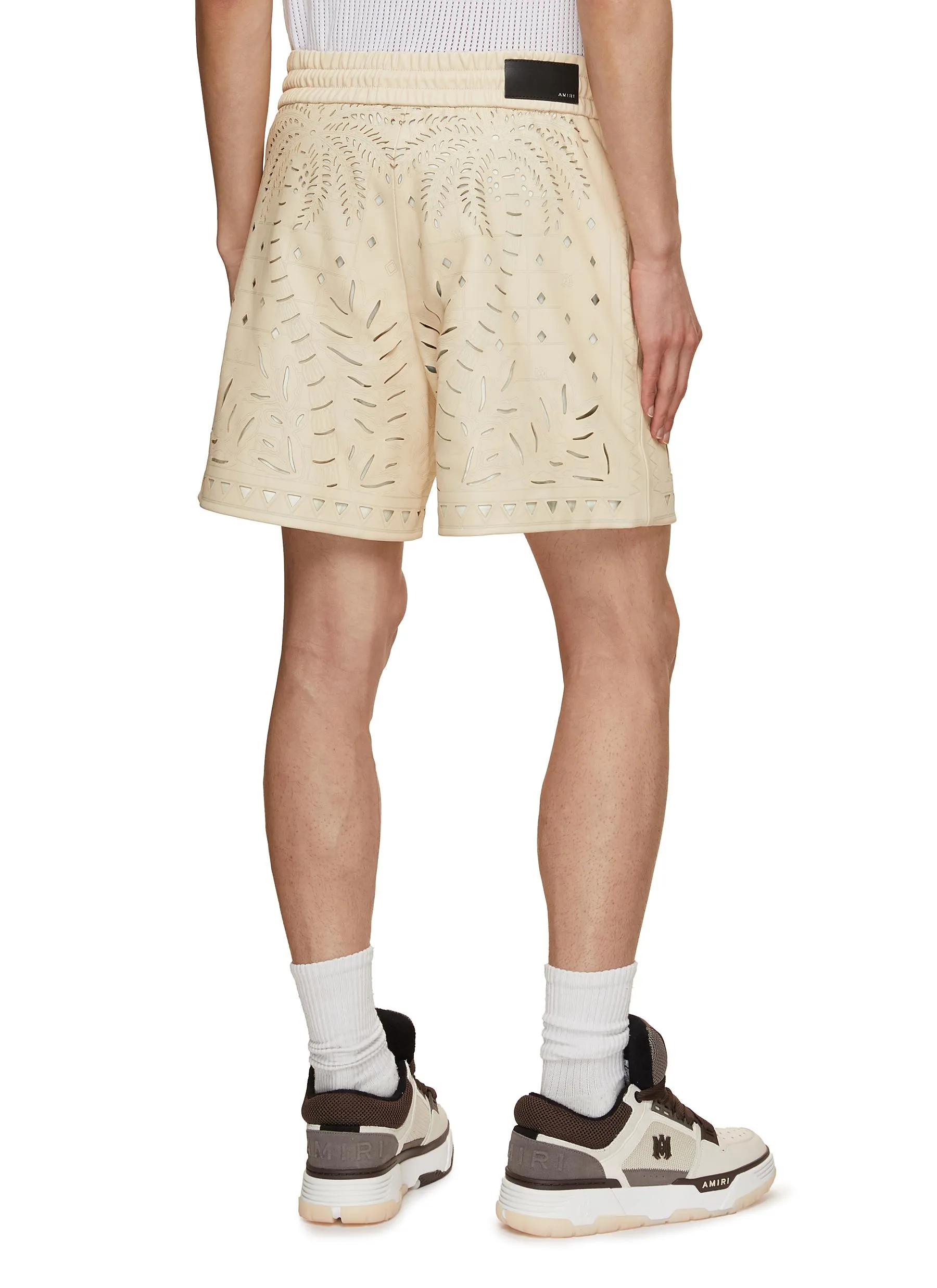 -----------AMIRI ---- ------------ ----Palm Tree Cutout Leather Shorts --