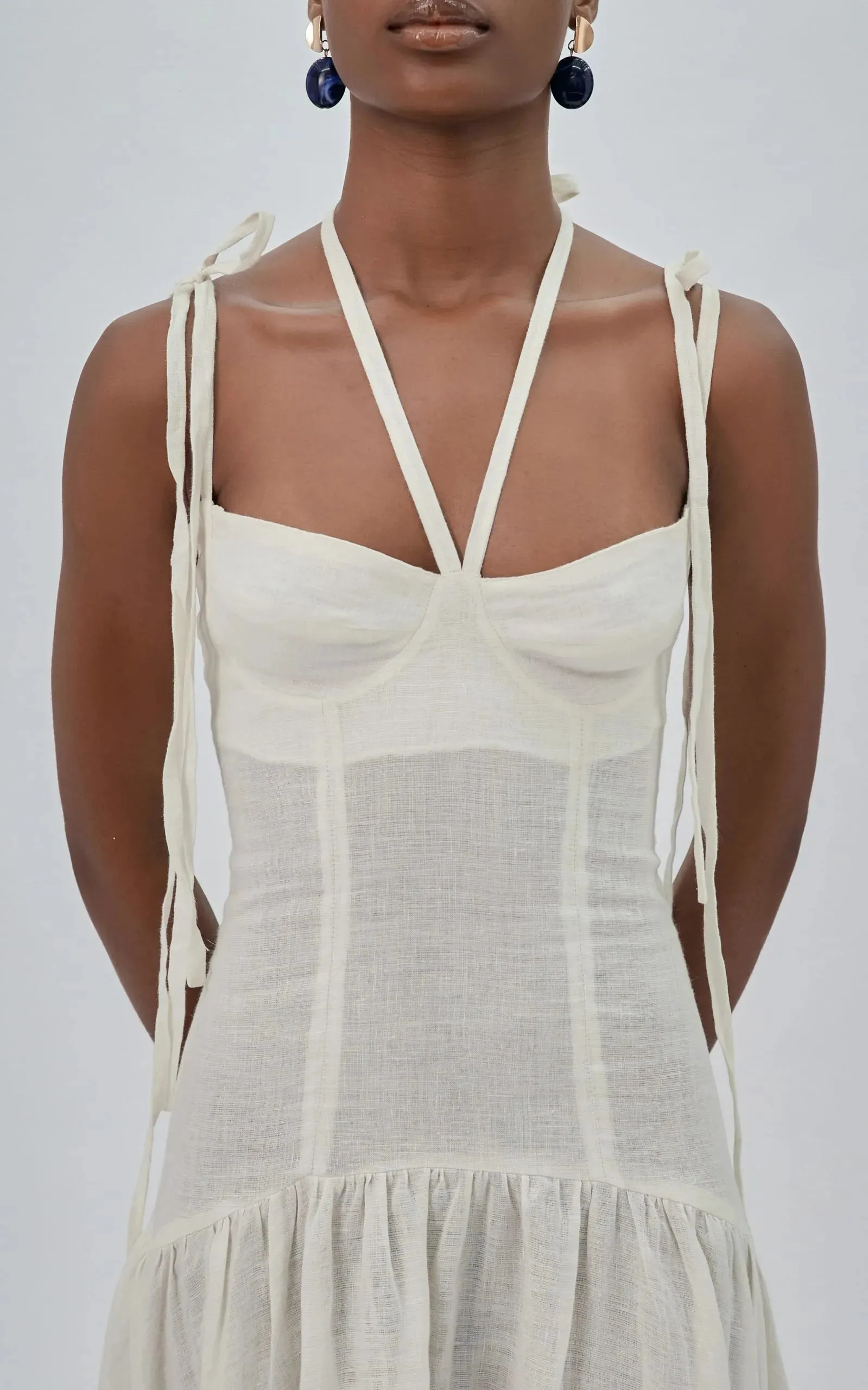 Abiola Olusola MULTIPLE STRAPS,  BUSTIER CUT, RAW HEM YAMI DRESS