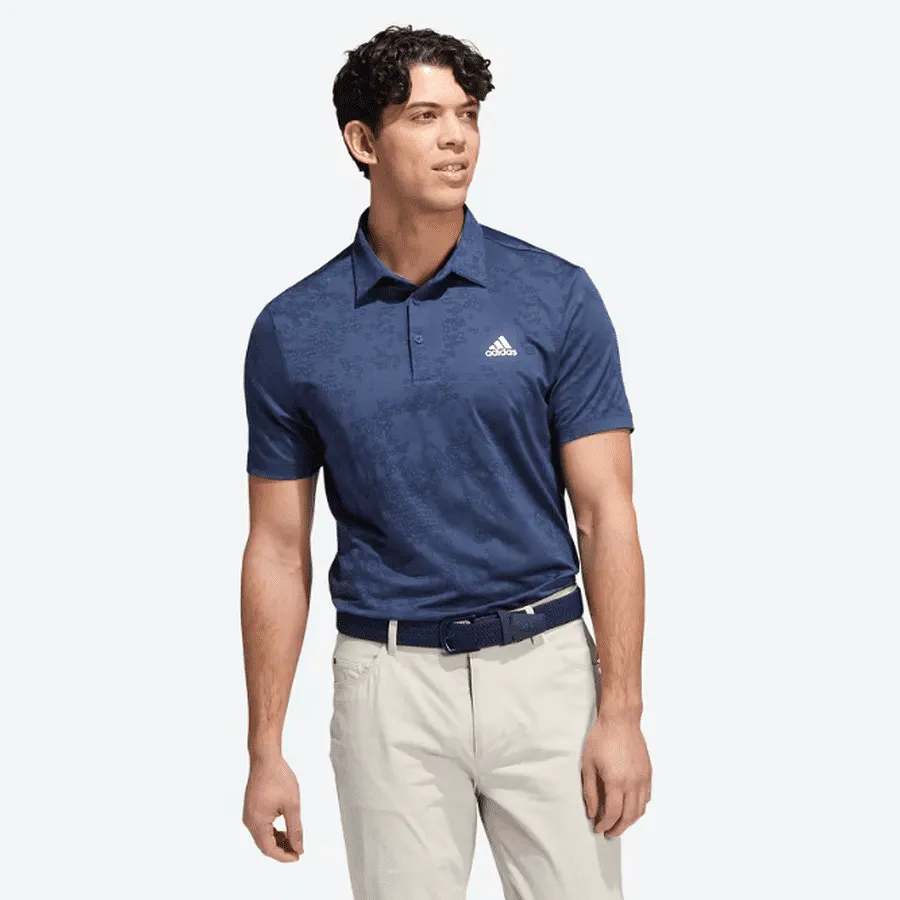 Adidas Jacquard Golf Polo Shirt - Navy