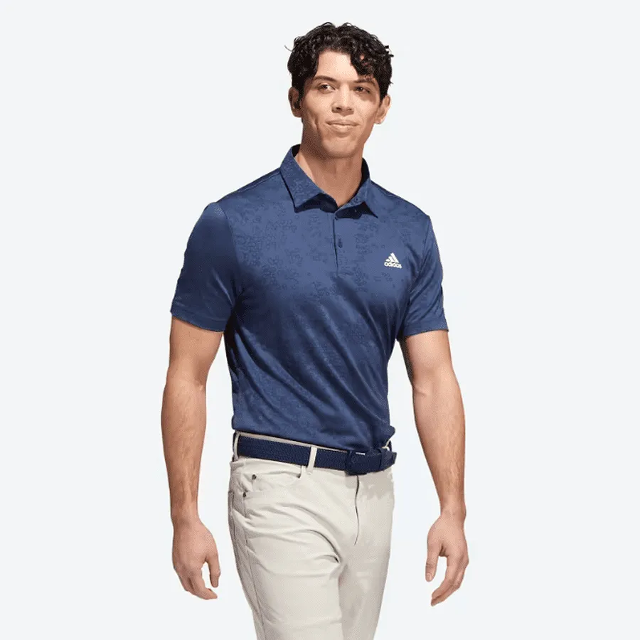 Adidas Jacquard Golf Polo Shirt - Navy