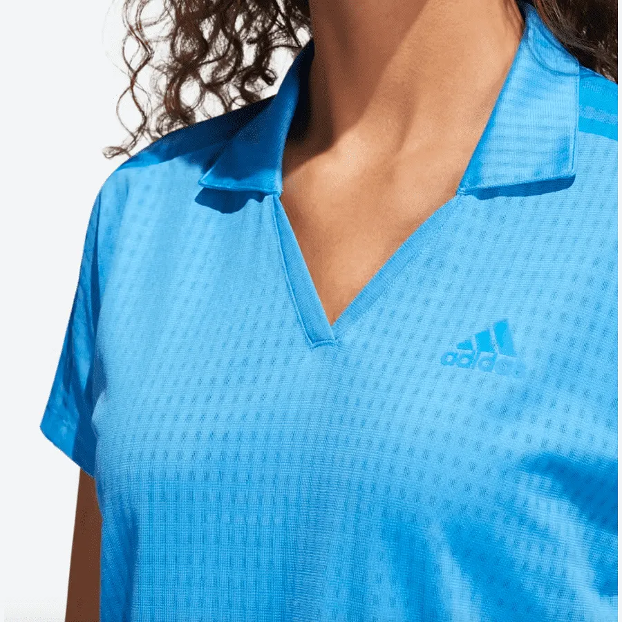 Adidas Ladies 3-Stripes Polo Shirt- Blue