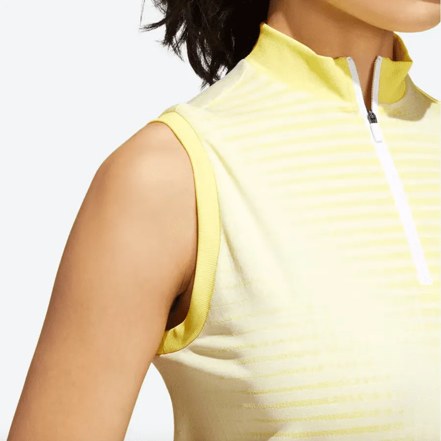 Adidas Ladies Primeknit Sleeveless Golf Polo Shirt - Yellow