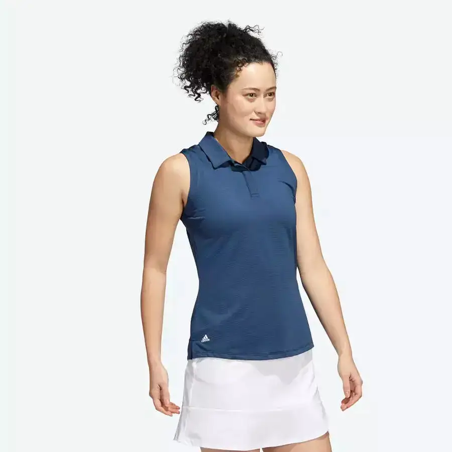 Adidas Ladies Sleeveless Polo Shirt Navy