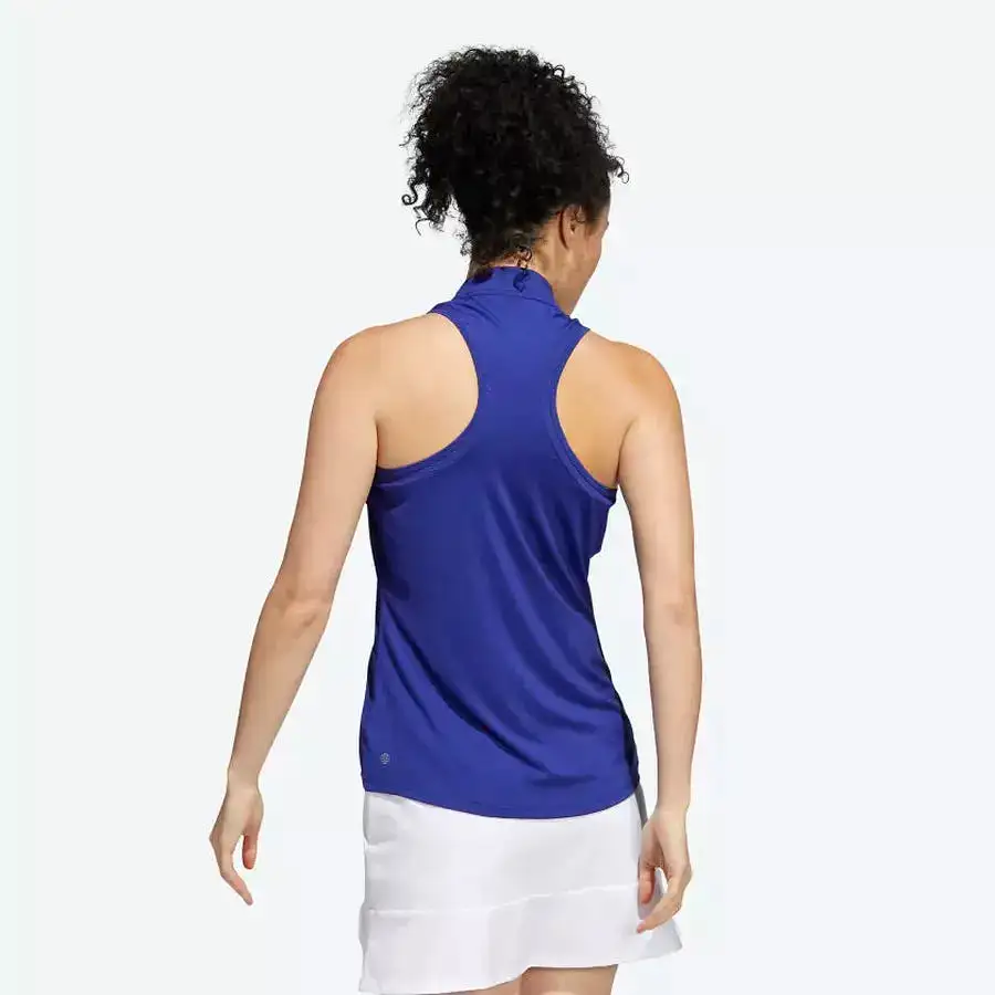 Adidas Racerback Ladies Sleeveless Polo Shirt - Blue