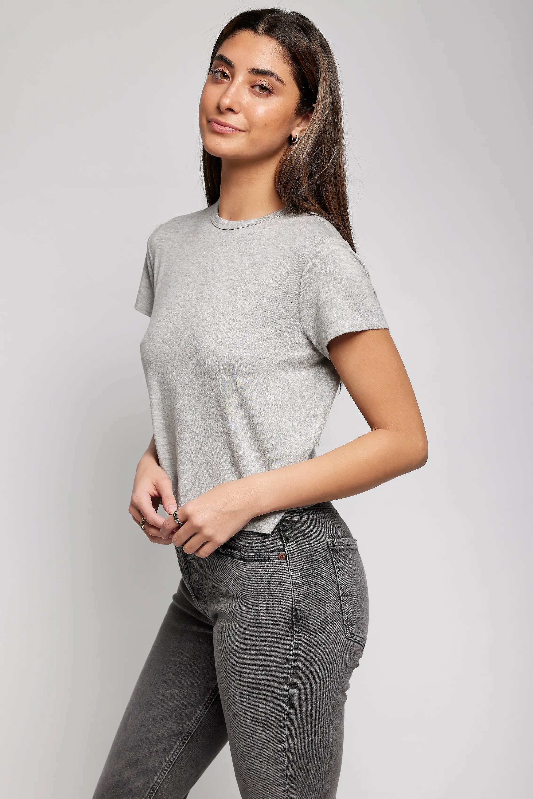 Adine Shrunken Tee in Grey Heather