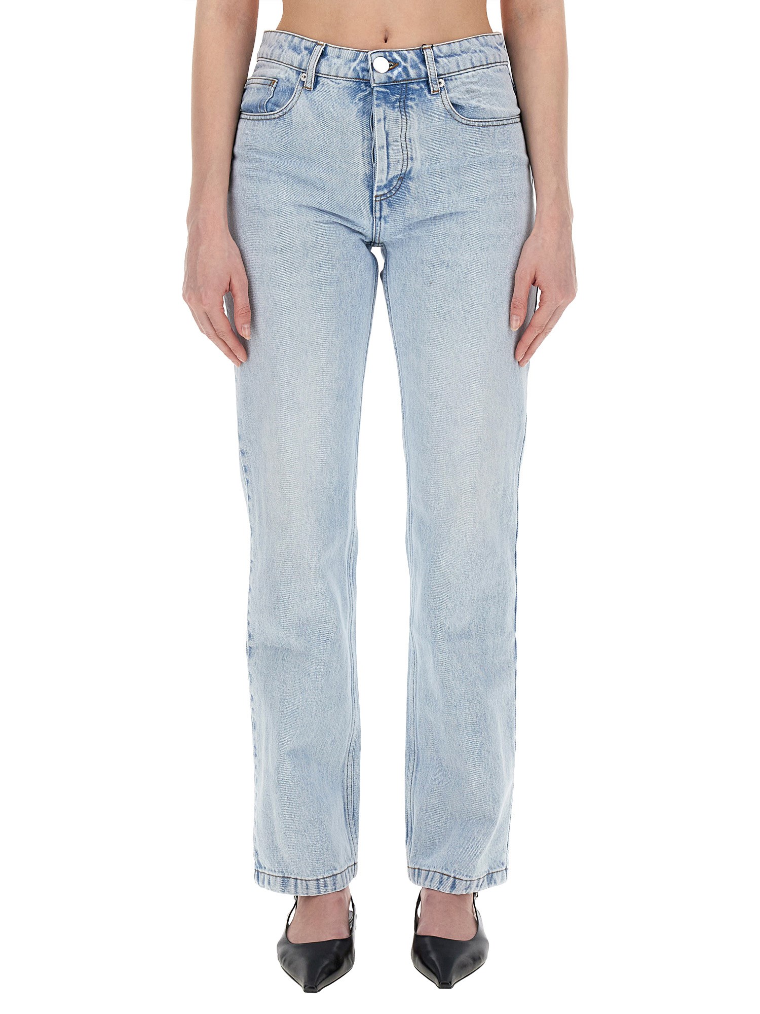 AMI PARIS    STRAIGHT FIT COTTON DENIM JEANS