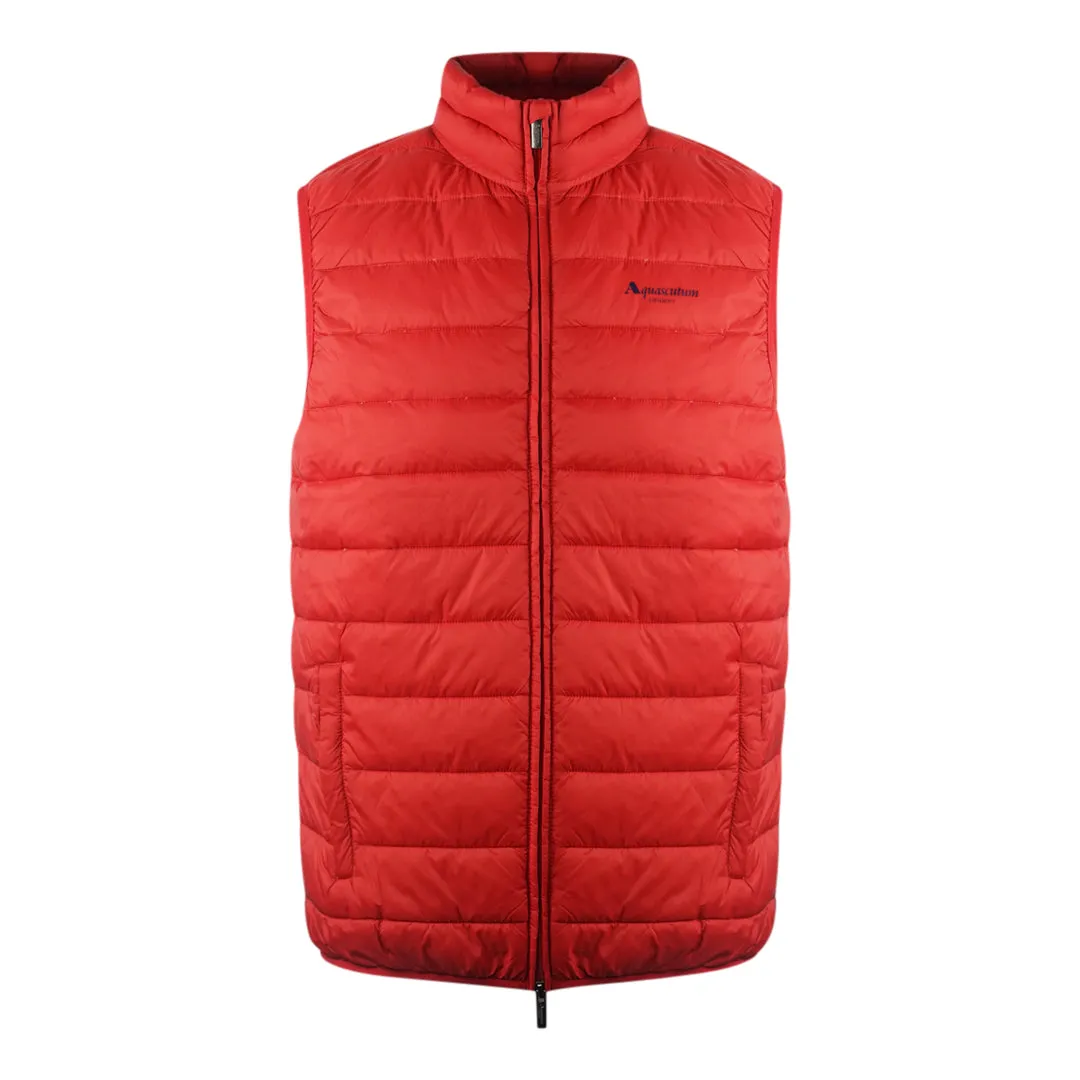 Aquascutum London Logo Red Lightweight Gilet Jacket