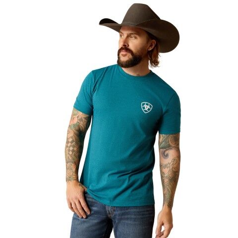 Ariat Men's Ariat Stacks T-Shirt in Cyan Black Heather