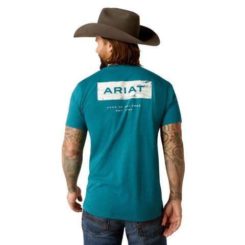 Ariat Men's Ariat Stacks T-Shirt in Cyan Black Heather