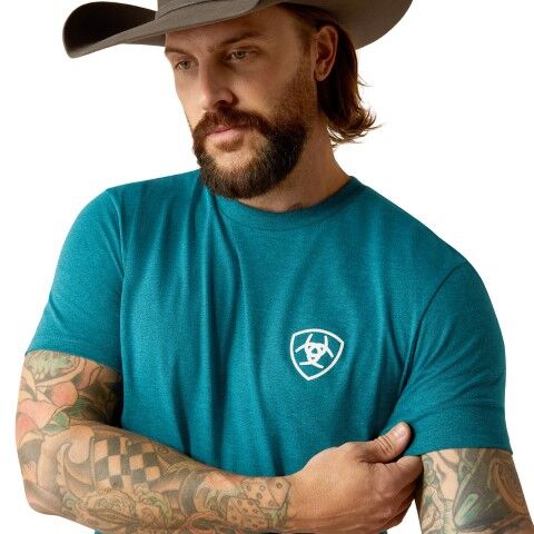 Ariat Men's Ariat Stacks T-Shirt in Cyan Black Heather