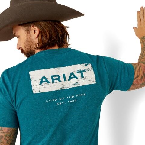 Ariat Men's Ariat Stacks T-Shirt in Cyan Black Heather