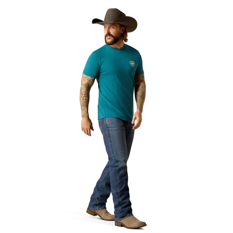 Ariat Men's Ariat Stacks T-Shirt in Cyan Black Heather