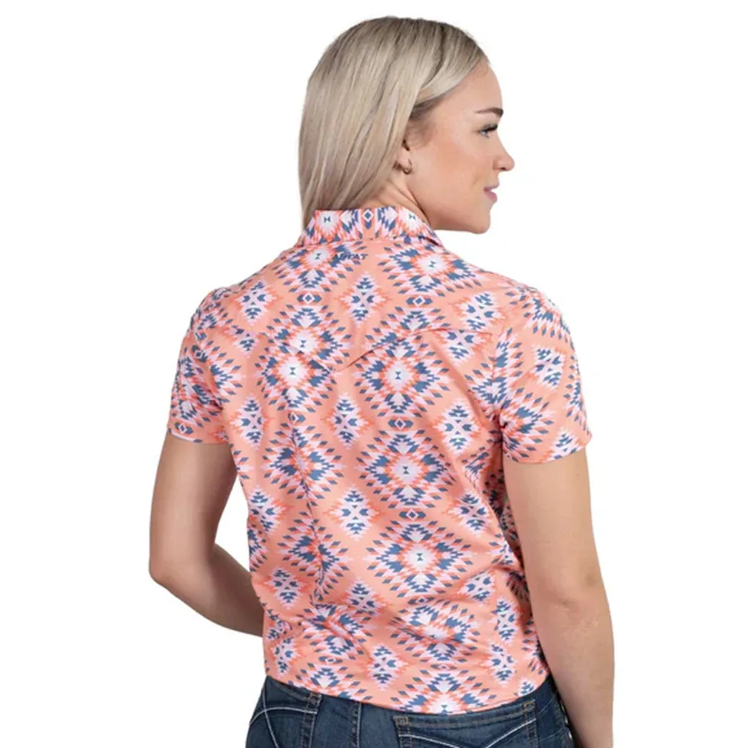 Ariat Womens Short Sleeve VentTEK Orange & Blue Aztec