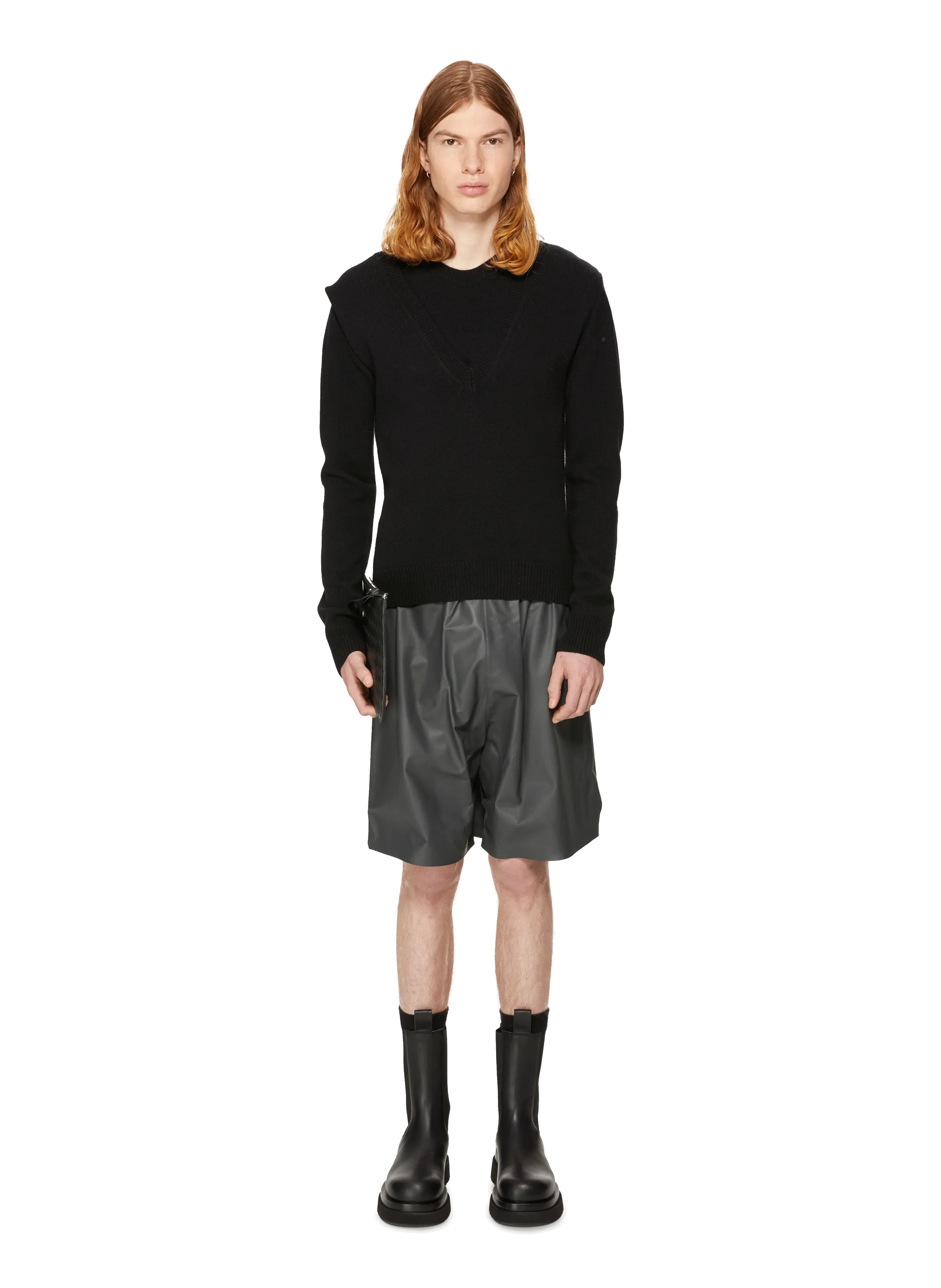 Bottega veneta  Matte Leather Shorts - Grey