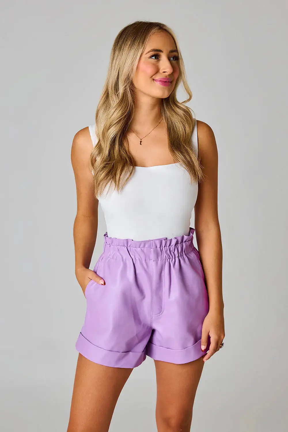 BuddyLove | PEYTON PAPERBAG VEGAN LEATHER SHORTS - PURPLE