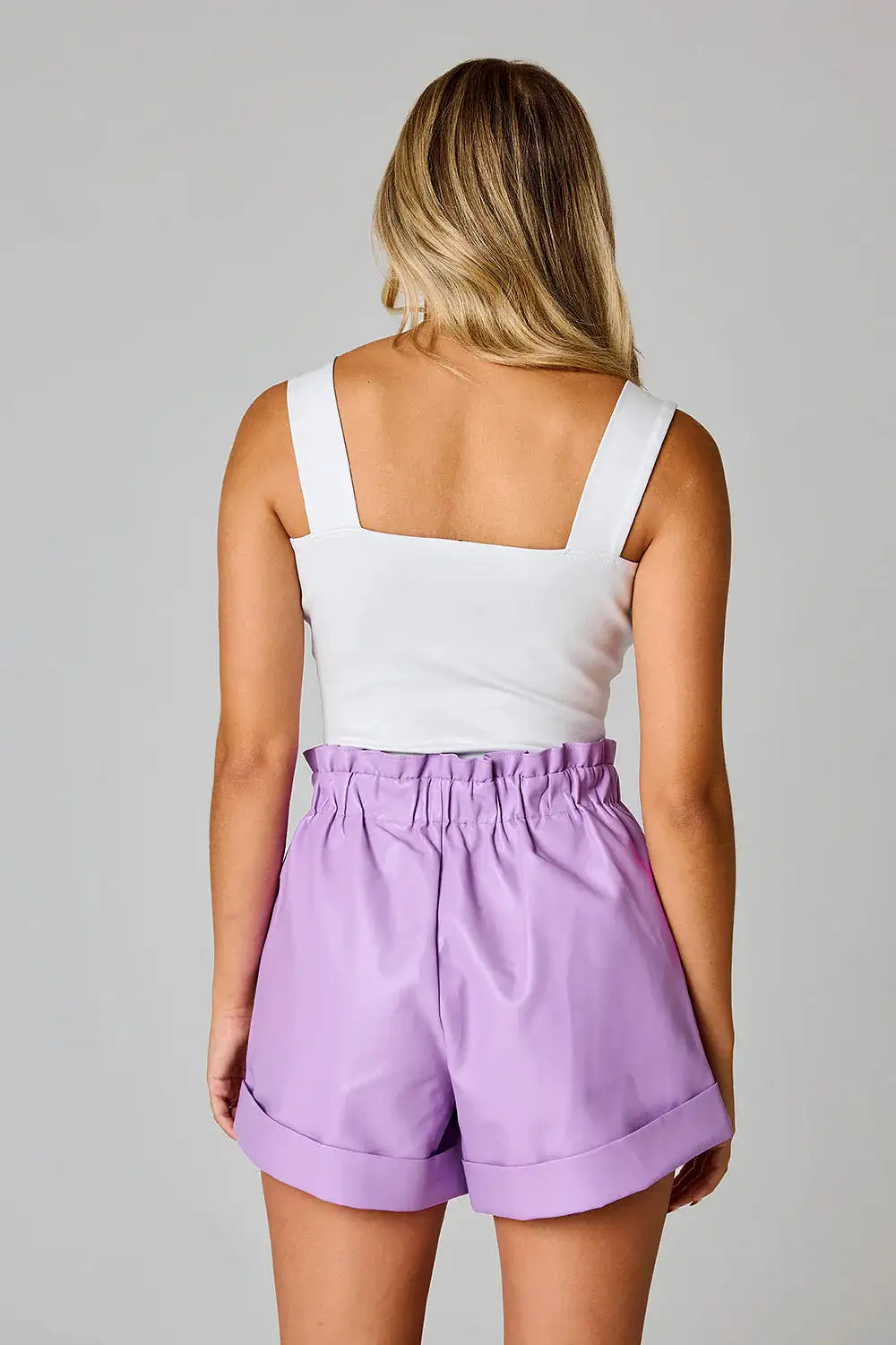 BuddyLove | PEYTON PAPERBAG VEGAN LEATHER SHORTS - PURPLE