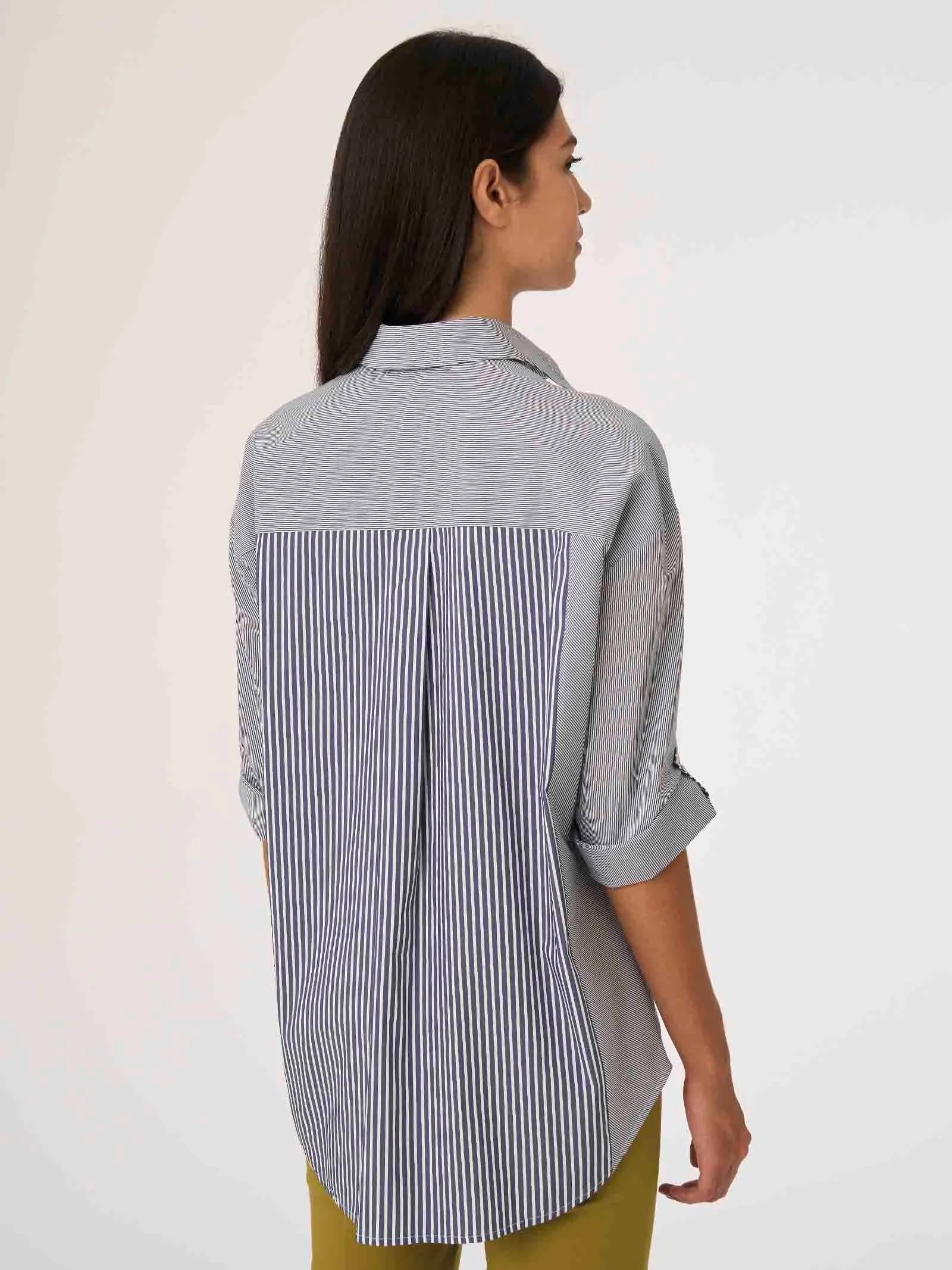 Camicia a righe in Popeline Stretch - FANT HEATHER