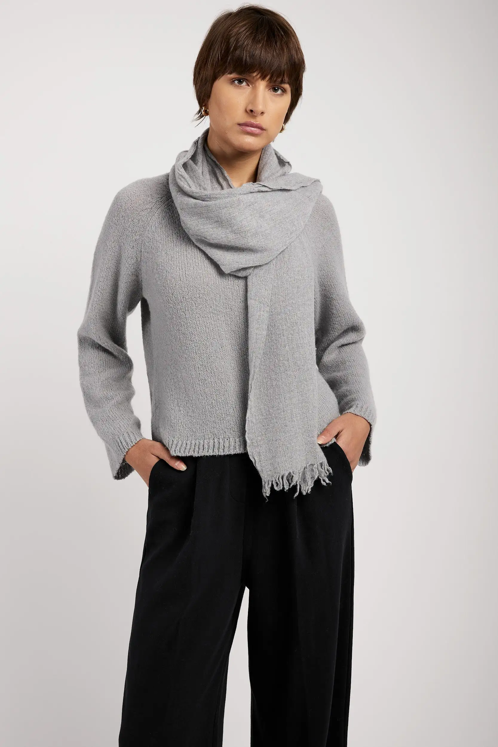 Cashmere Scarf in Heather Grey