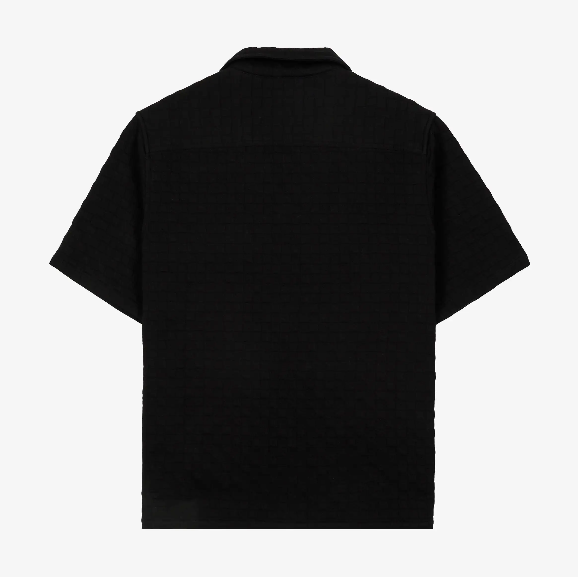 Checkered Knit Mens Short Sleeve Shirt (Black)