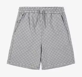 Checkered Knit Mens Shorts (Grey)