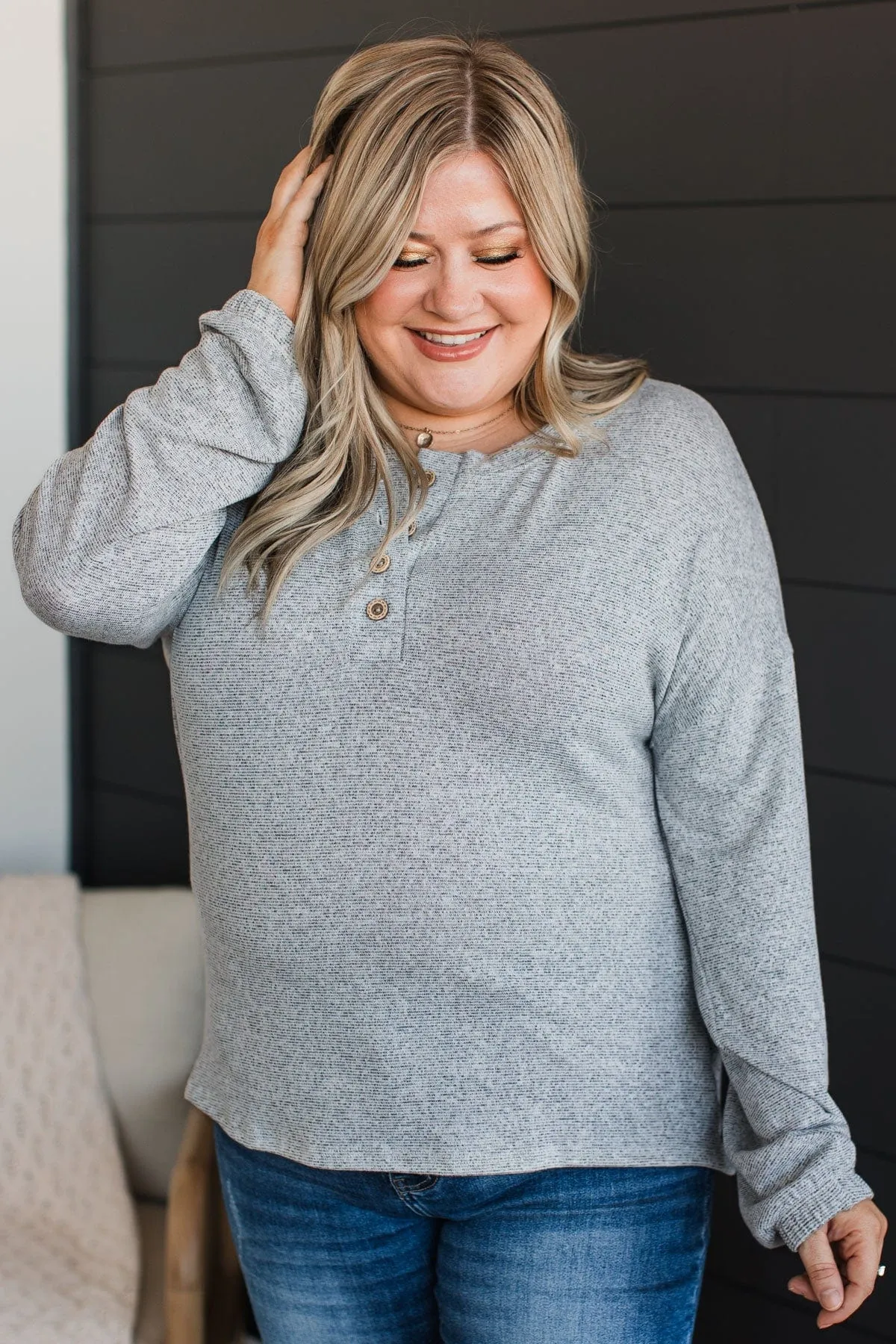 Chilling In Autumn Knit Top- Heather Grey