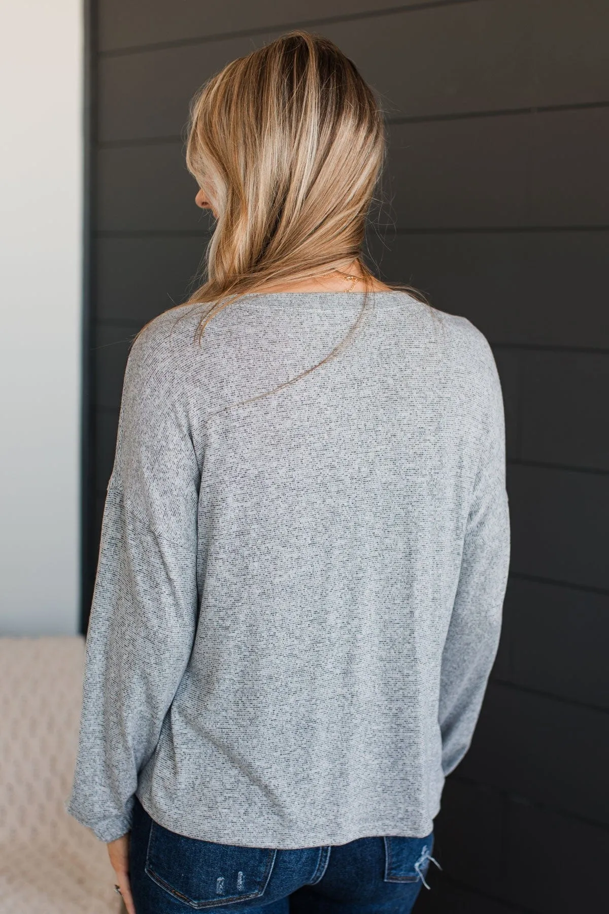 Chilling In Autumn Knit Top- Heather Grey