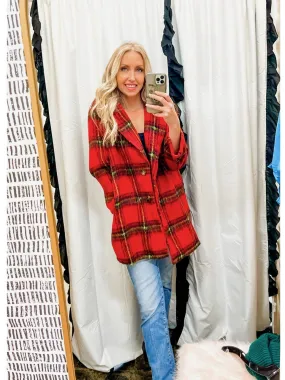 Cozy Wishes Red Plaid Winter Jacket - Red