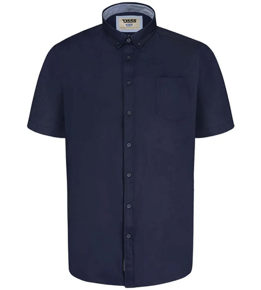 D555 Big Mens Navy Oxford Short Sleeve Shirt (JAMES NAVY)