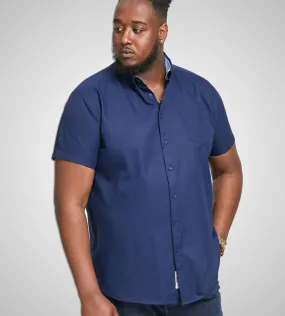 D555 Big Mens Navy Oxford Short Sleeve Shirt (JAMES NAVY)