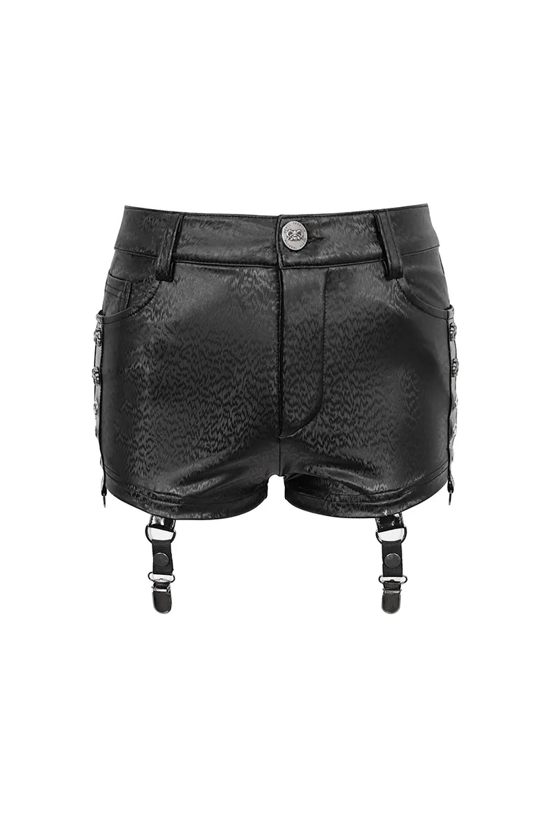 Devil Fashion - Punk Faux Leather Shorts with Net Leg Sleeves PT162 | Dark Ages