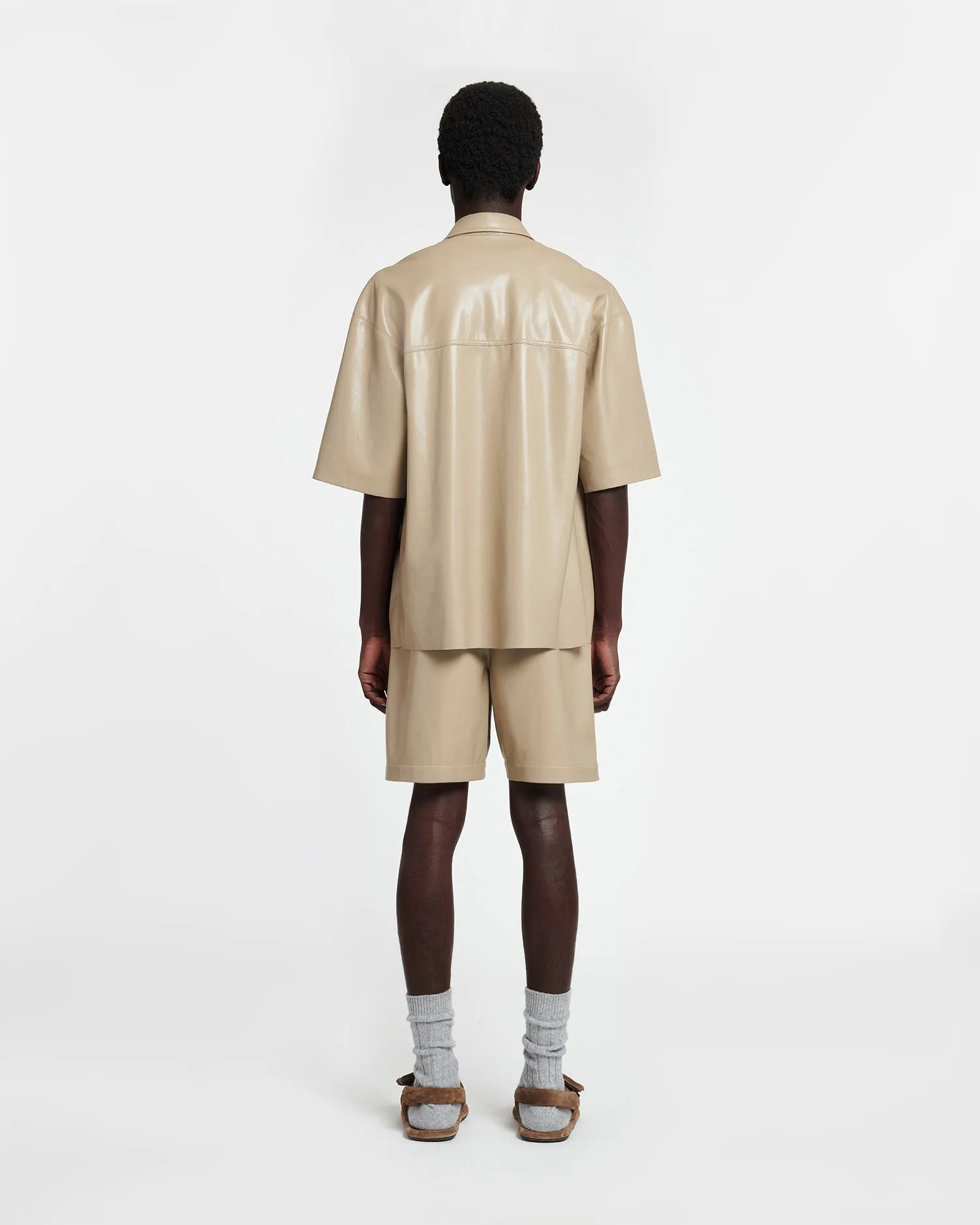 Doxxi - Okobor Alt-Leather Shorts - Ashy Taupe