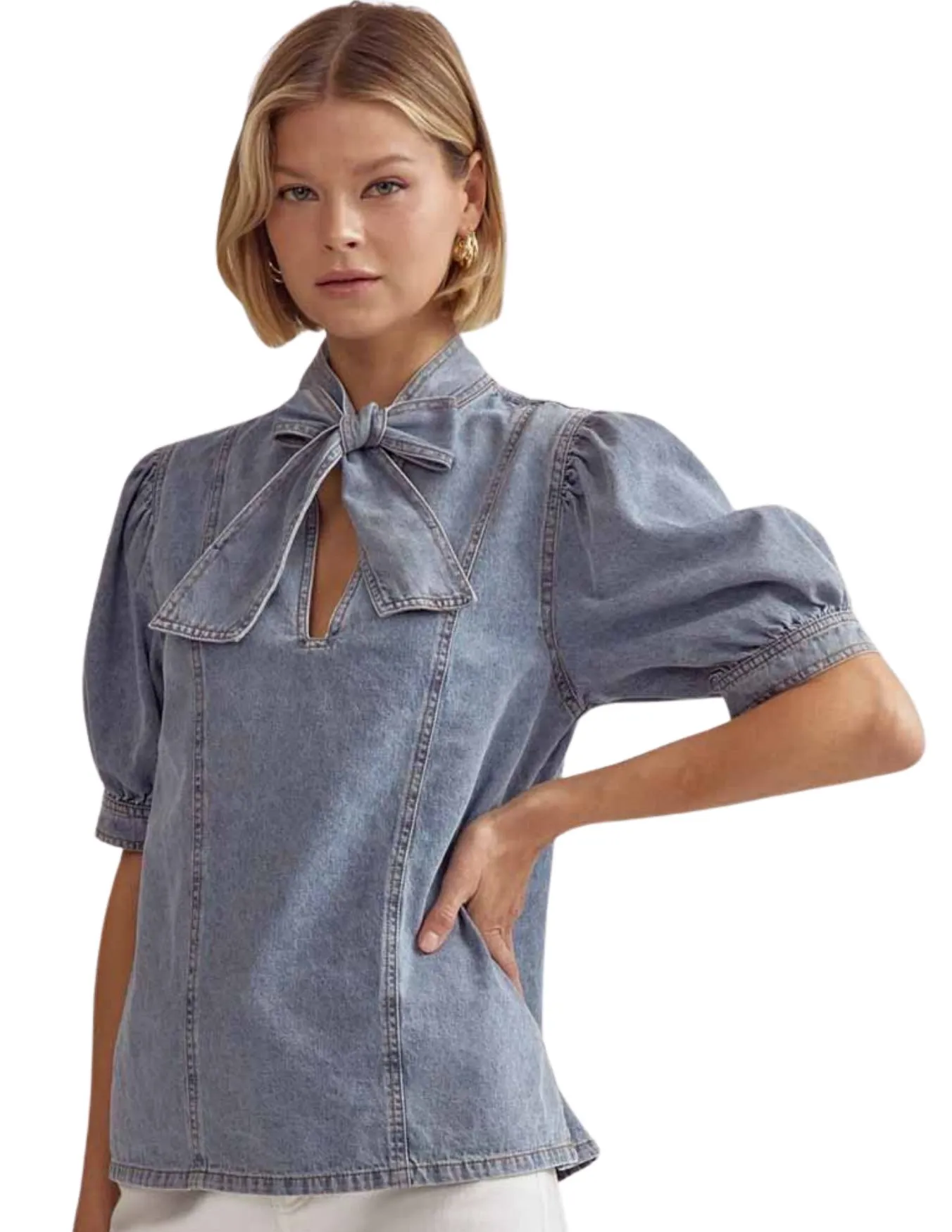 Entro Womens Denim Blouse