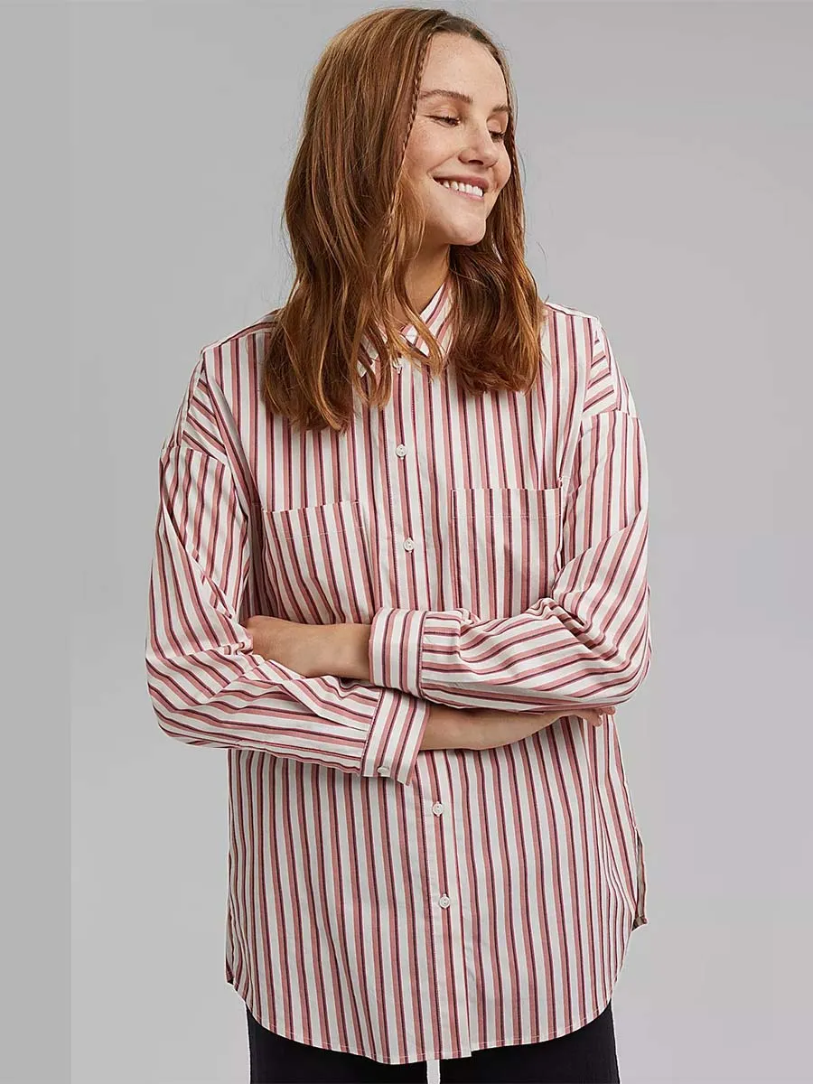 Esprit Crispy Cotton Striped Blouse in Blush