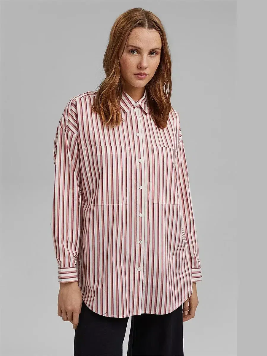 Esprit Crispy Cotton Striped Blouse in Blush