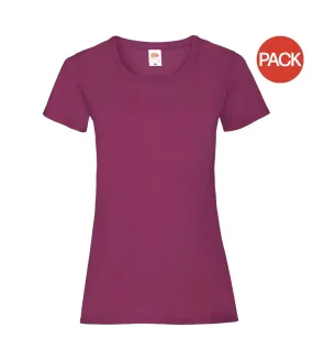 Fruit Of The Loom Ladies/Womens Lady-Fit Valueweight Short Sleeve T-Shirt (Pack Of 5) (Burgundy) - UTBC4810