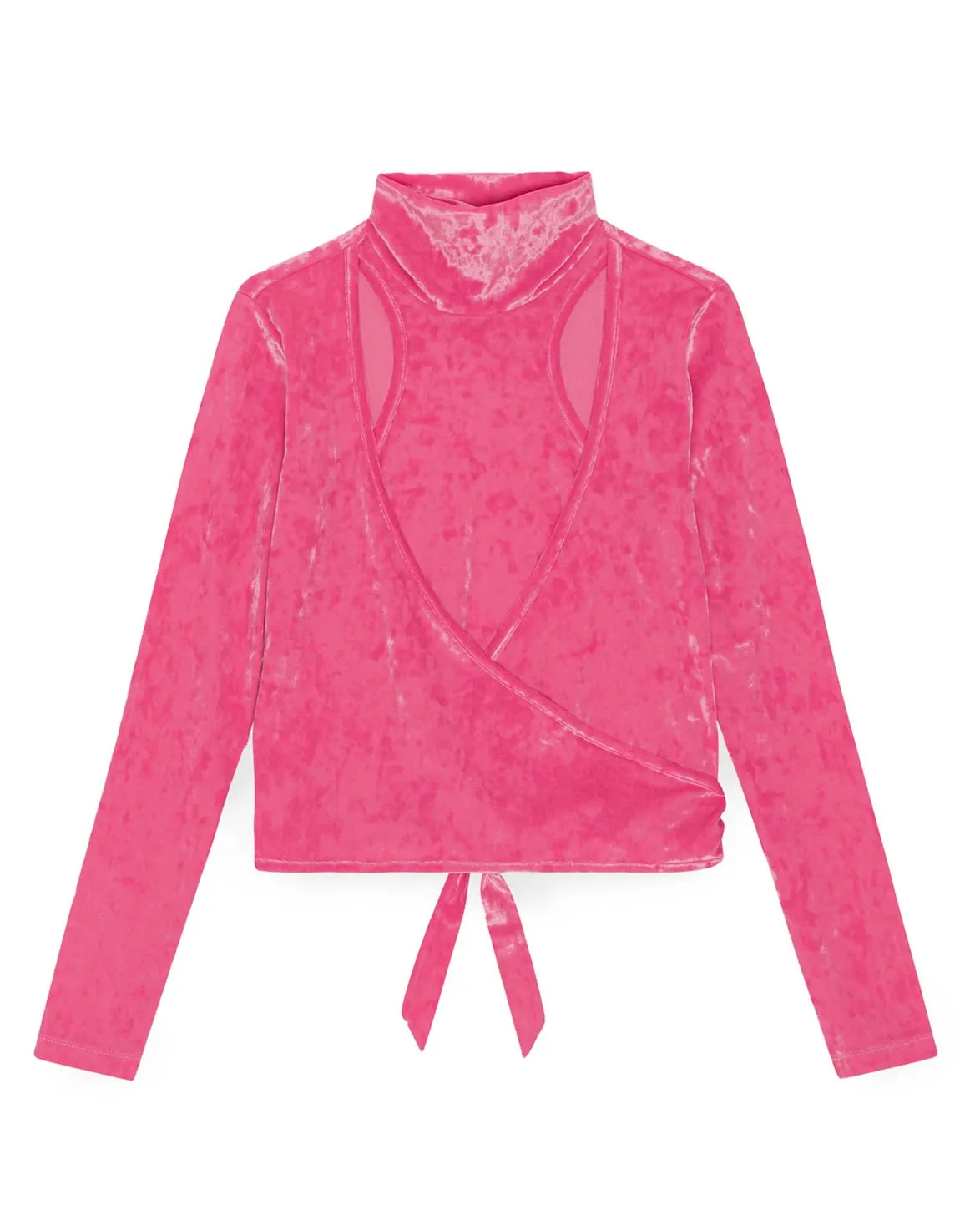 Ganni Wrap Blouse Shocking Pink