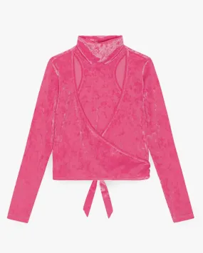 Ganni Wrap Blouse Shocking Pink