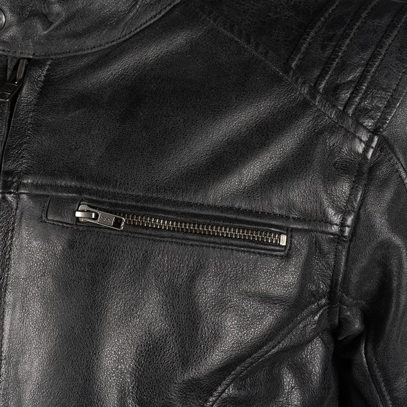 Gear Up with a Black Motorcycle Leather Jacket with Armor