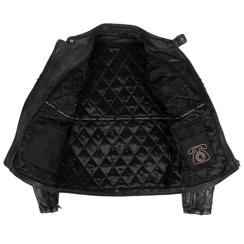 Gear Up with a Black Motorcycle Leather Jacket with Armor