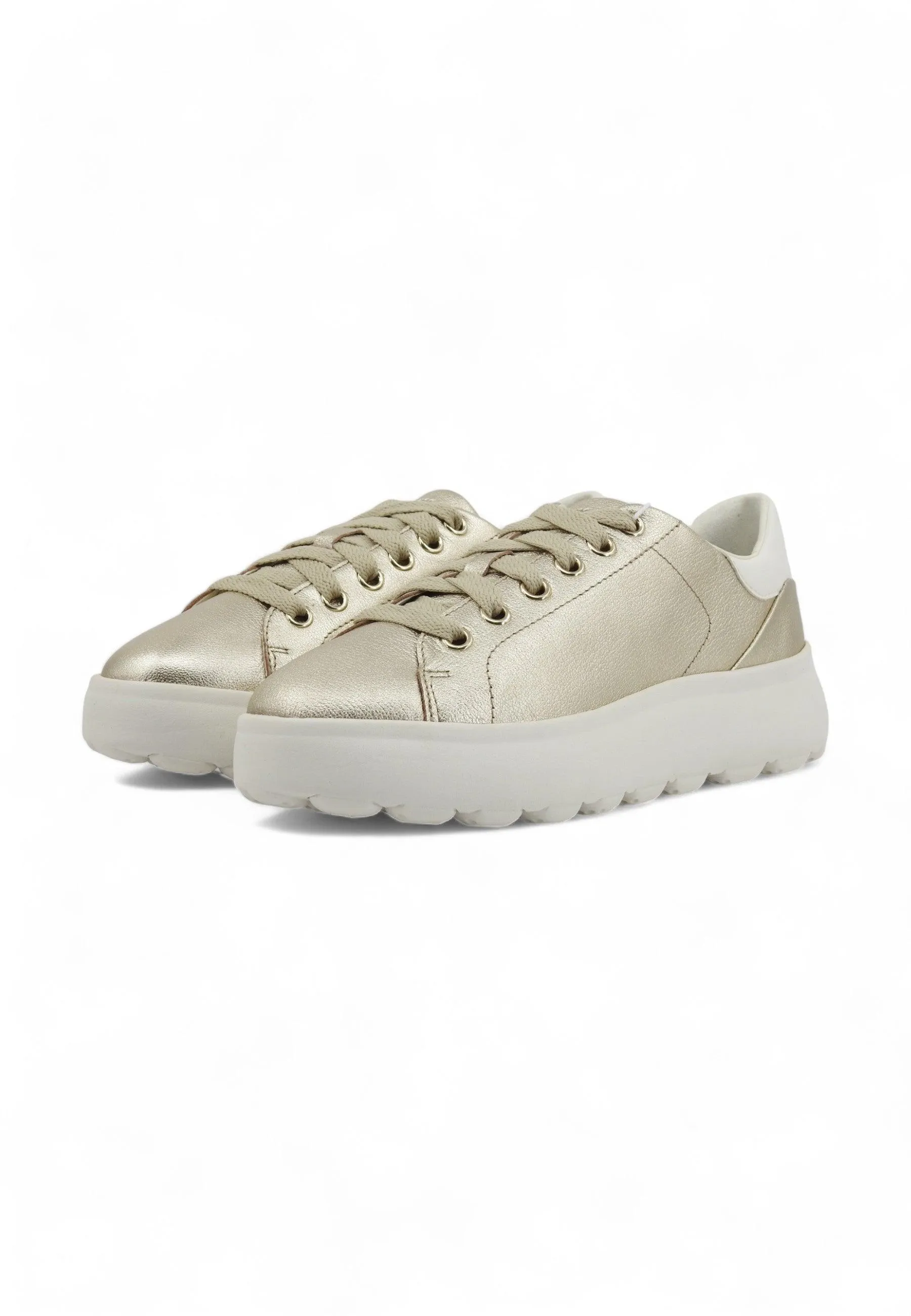 GEOX Spherica Sneaker Donna Gold Optic White D45TCC0BVBCC2X1R