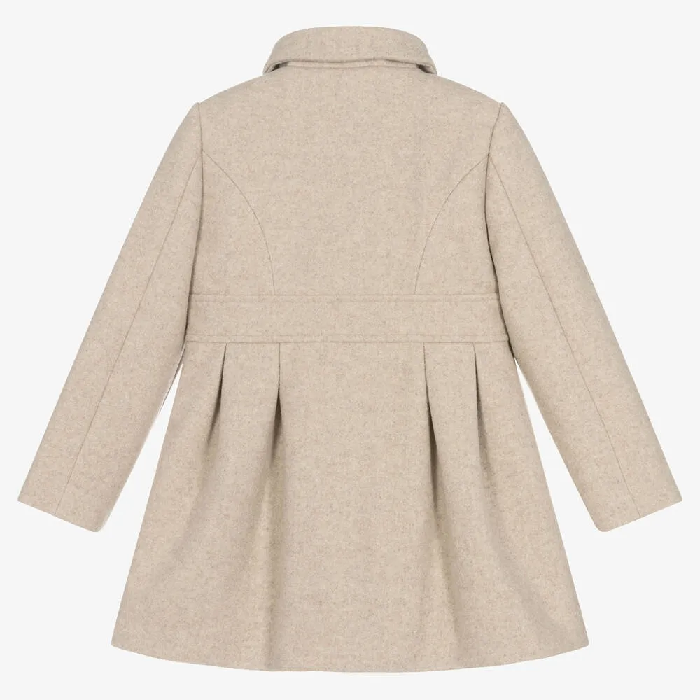 Girls Beige Felted Coat