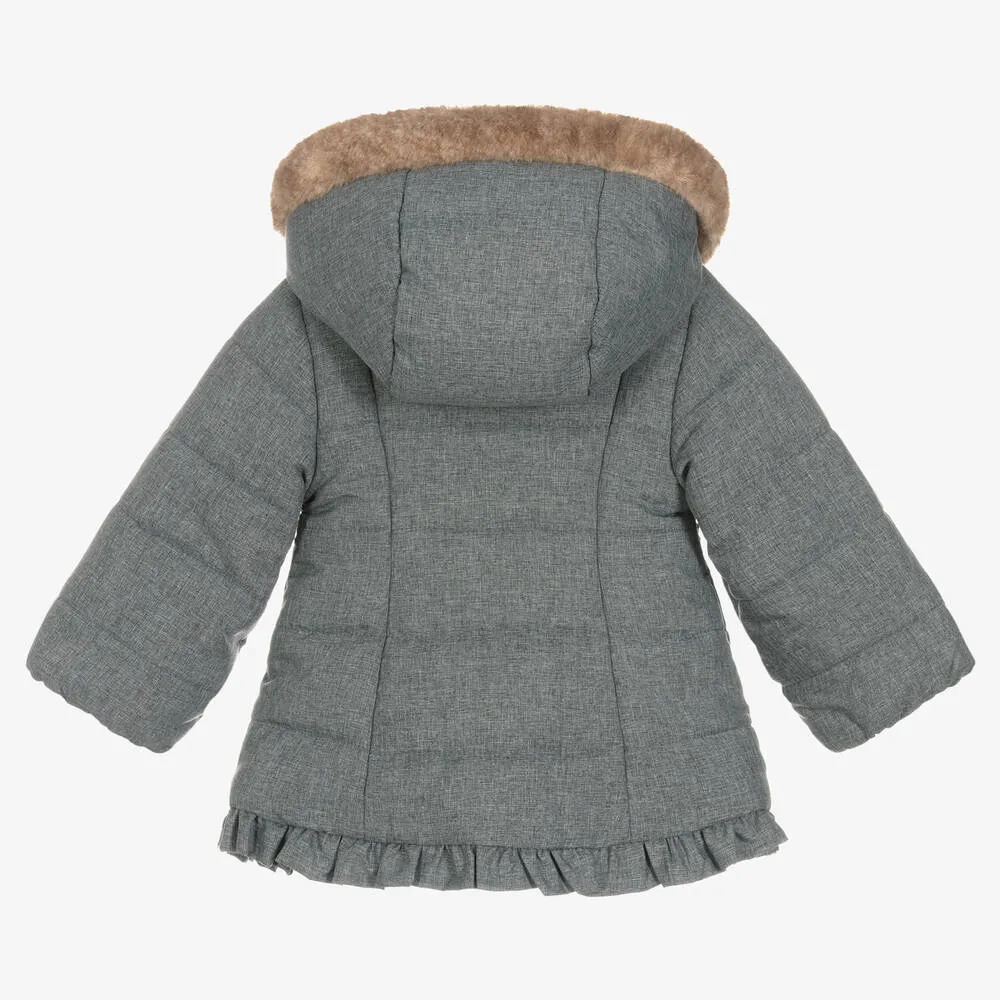 Girls Grey Puffer Coat