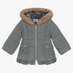 Girls Grey Puffer Coat