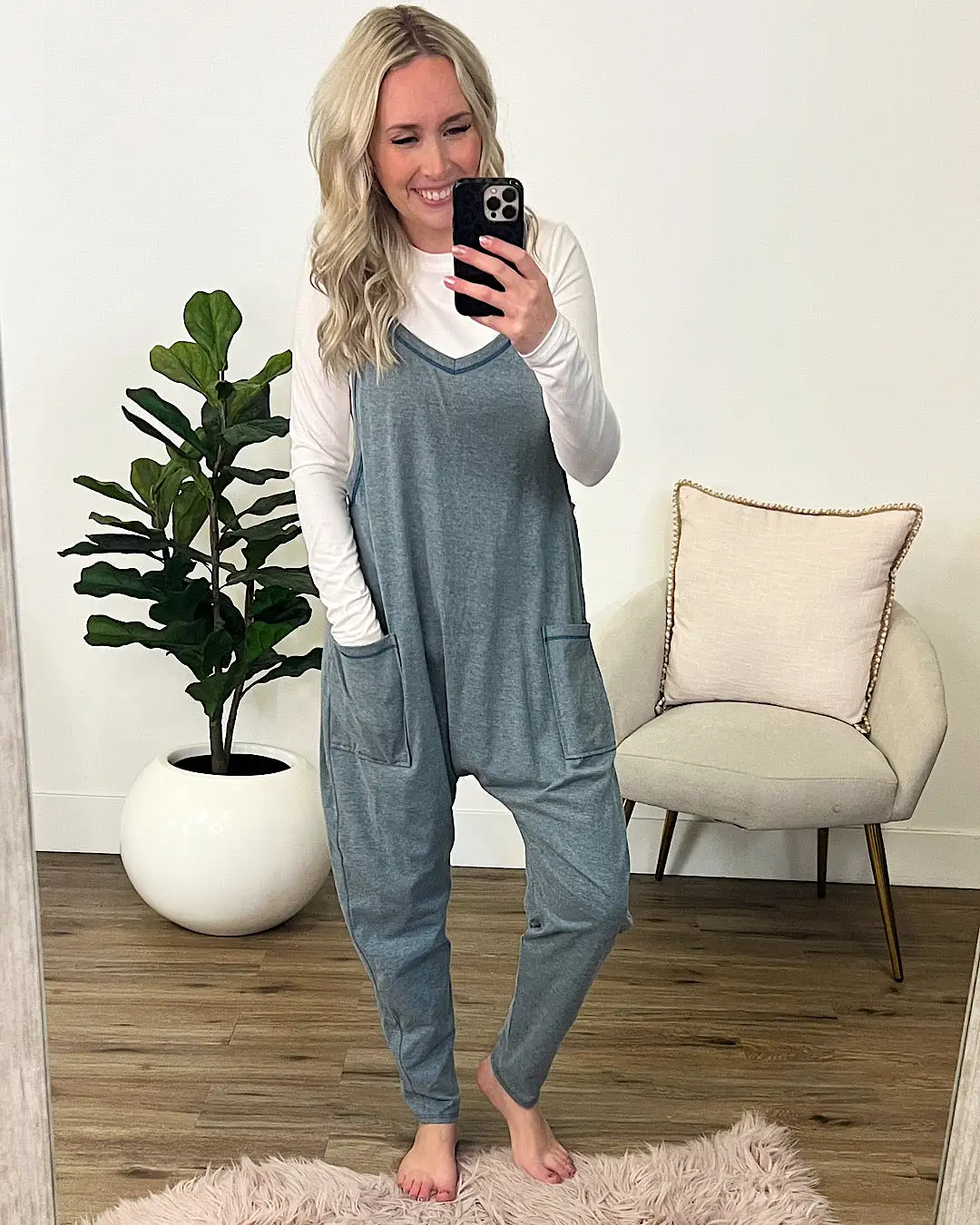 Heather Teal Knit Jumpsuit