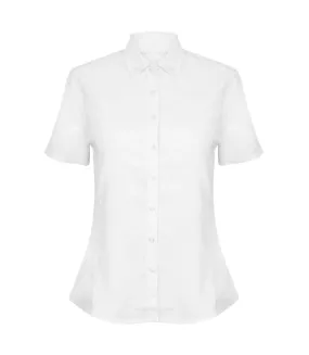 Henbury Womens/Ladies Modern Short Sleeve Oxford Shirt (White) - UTRW5426