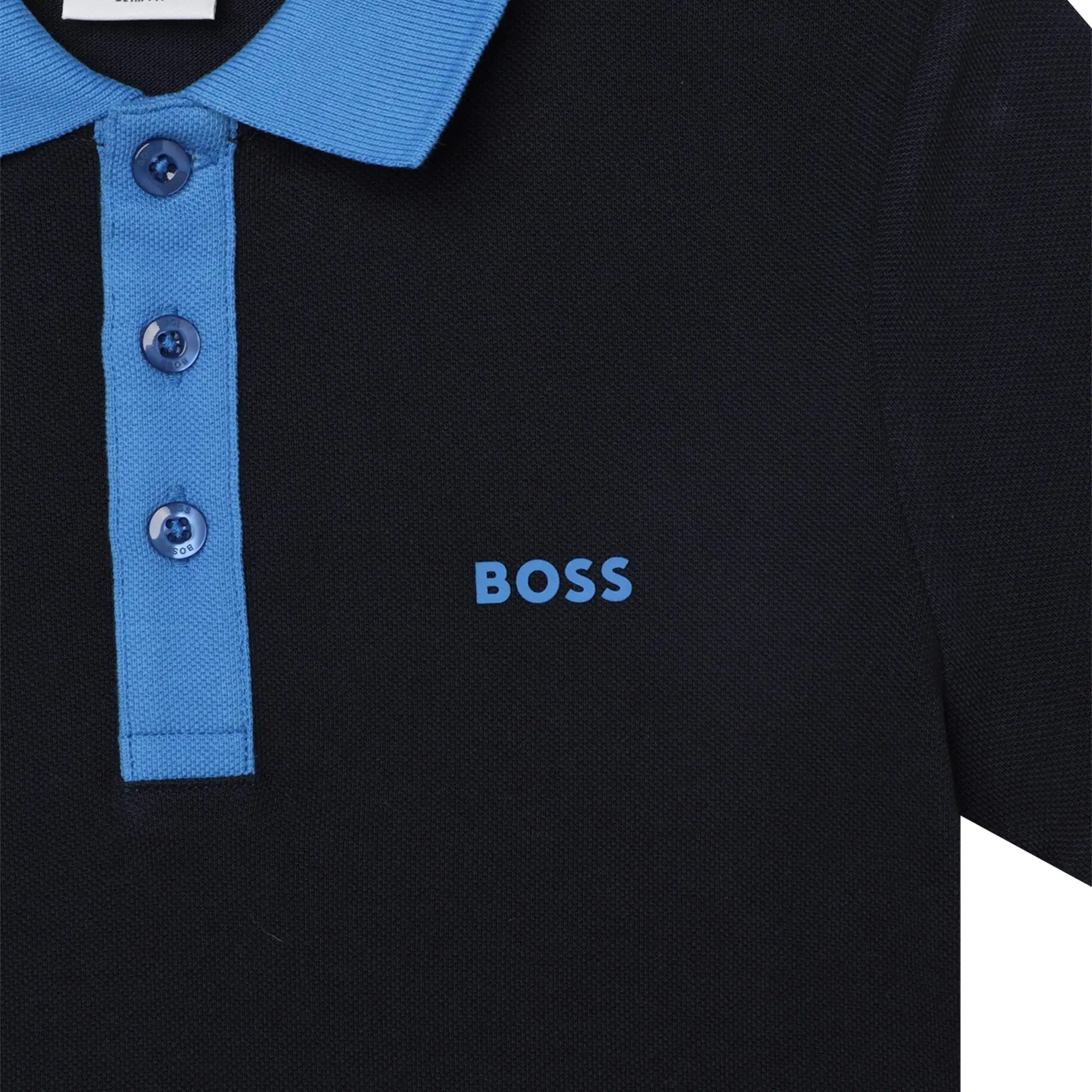 Hugo Boss Boys Contrast Collar Navy Short Sleeve Polo_J25O92-849