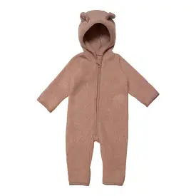 Huttelihut - Mushi Babysuit Ears cotton Fleece - Ash Rose