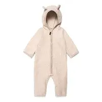 Huttelihut - Mushi Babysuit Ears cotton Fleece - Camel