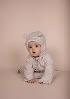 Huttelihut - Mushi Babysuit Ears cotton Fleece - Camel