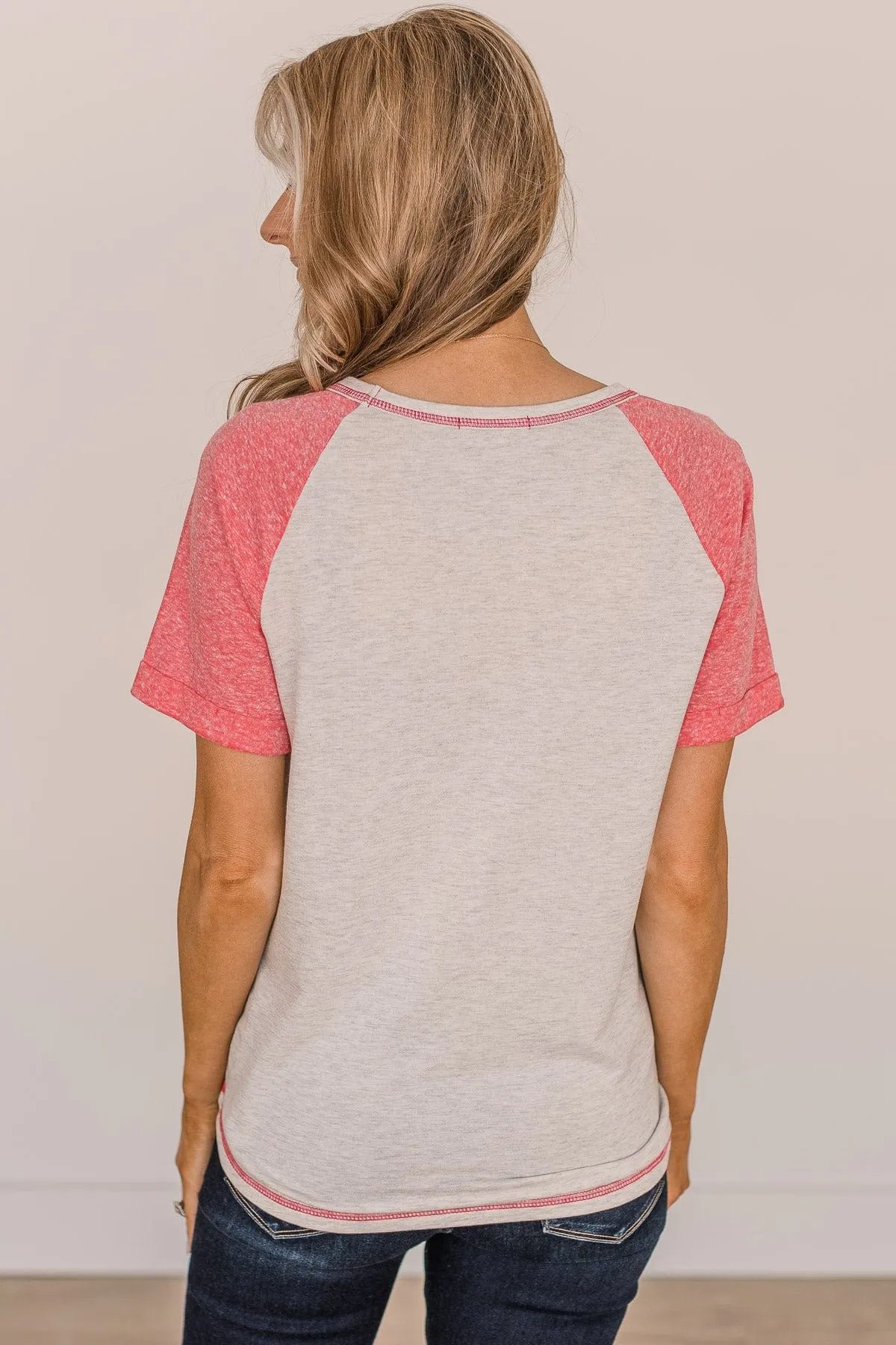 In My Favor Color Block Top- Heather Grey & Pink